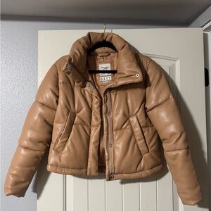 Abercrombie & Fitch vegan leather mini puffer jacket